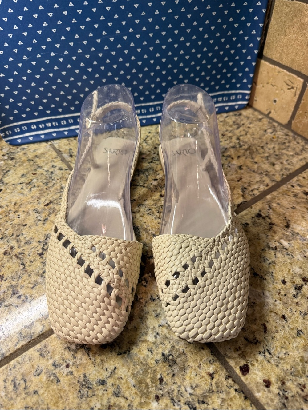 Franco Sarto Woven Cream Slip-On Loafers